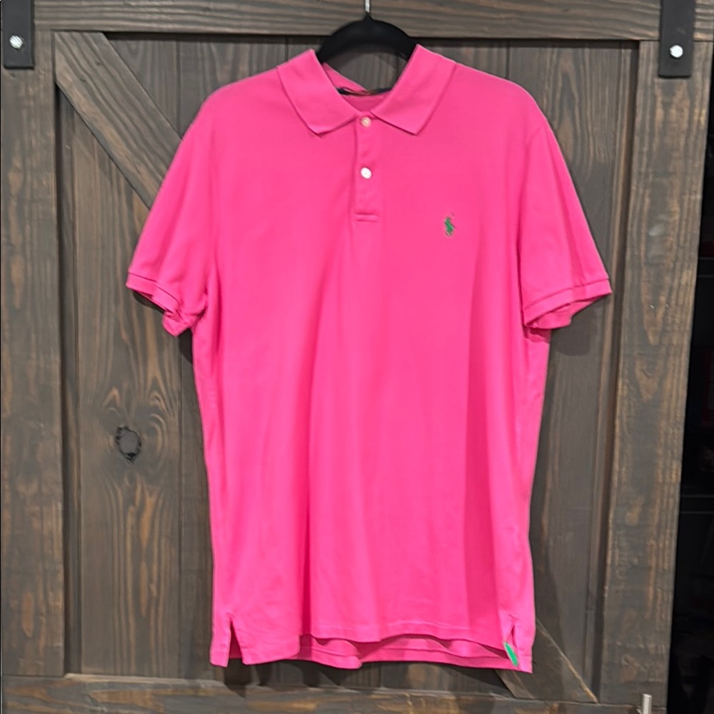 Polo Ralph Lauren Men's Vibrant Pink Golf Polo Short Sleeve Shirt Size Large‎